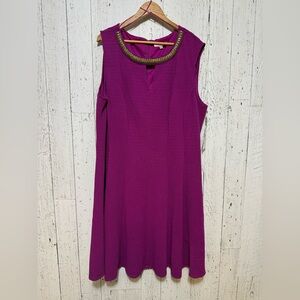 Studio One Plus Size Magenta Sleeveless Midi Dress